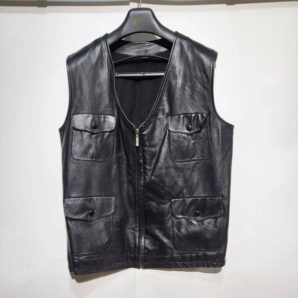 [BUNJANG] Black Leather Vest / 가죽조끼