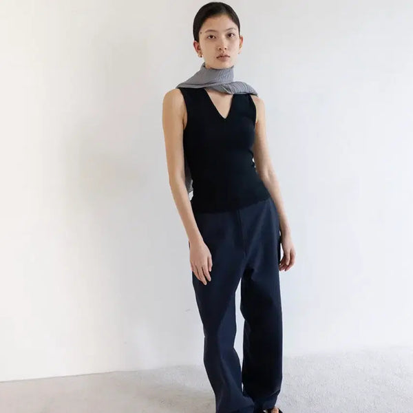 [BUNJANG] ehre Side-Tab Cotton Trousers Navy 38 / 에레 ehre Side-Tab Cotton Trousers