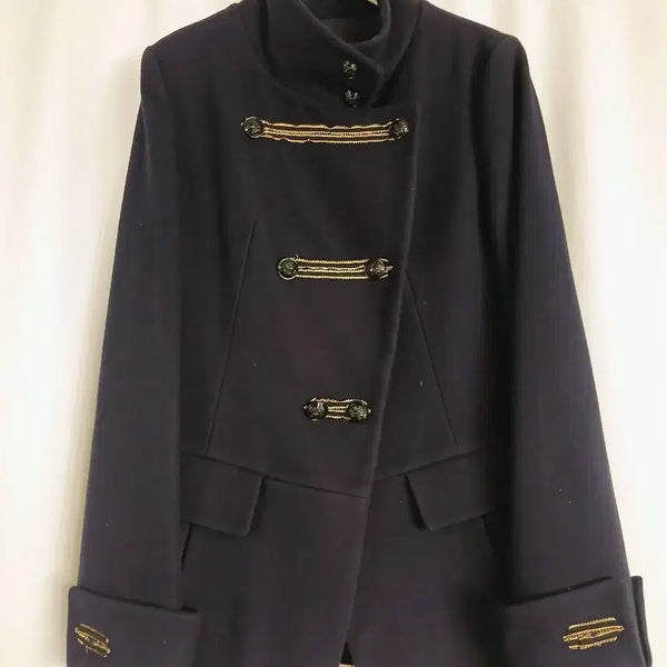 [BUNJANG] Navy Gold Trim Wool Coat Size 55 / 네이비 금장 장식 울코트 55