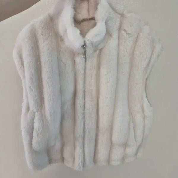 [BUNJANG] Faux Fur Vest White / 페이크 퍼 조끼
