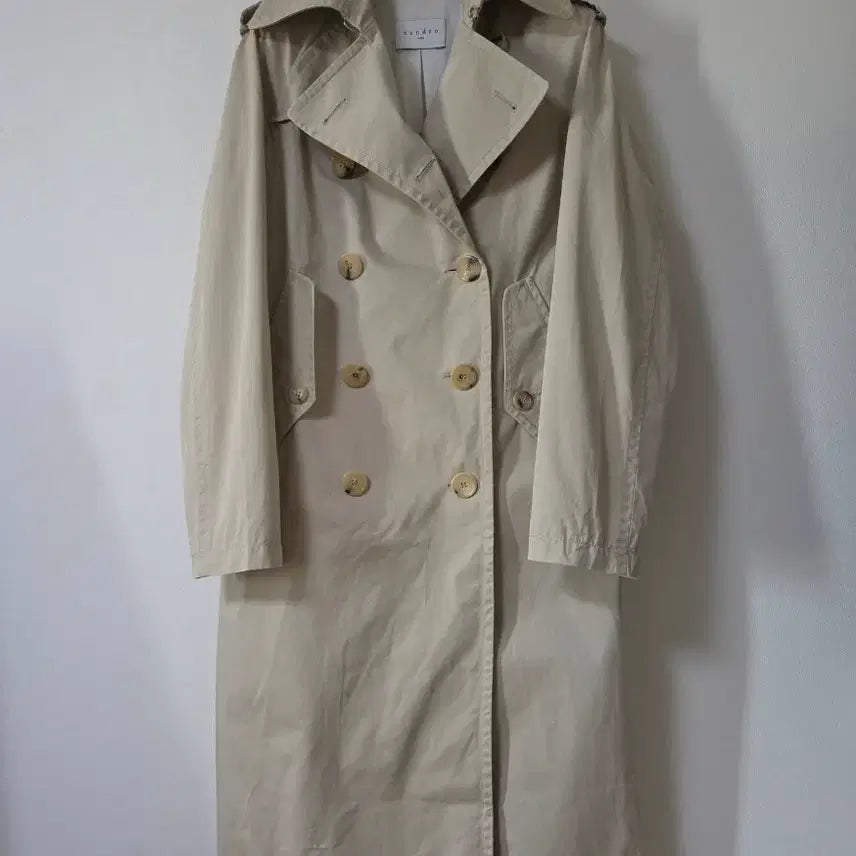 [BUNJANG] Sandro Beige Double-Button Trench Coat / 산드로 베이지 더블 버튼 트렌치코트ㅡ55