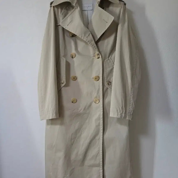 [BUNJANG] Sandro Beige Double-Button Trench Coat / 산드로 베이지 더블 버튼 트렌치코트ㅡ55