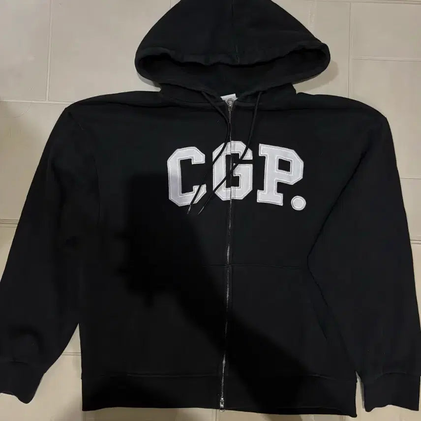 [BUNJANG] Code Graphy Brushed Hoodie Zip-up Black M / 코드그라피 기모 후드집업 블랙 M