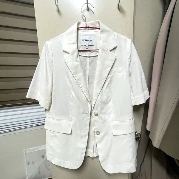 [BUNJANG] BY BRIDGIT Short Sleeve Linen Jacket - Ivory / BY BRIDGIT 반팔 린넨 자켓 아이보리