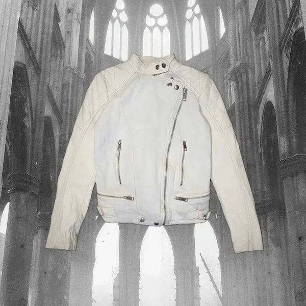 [BUNJANG] DIESEL White Leather Rider Jacket / 디젤 화이트 레더자켓