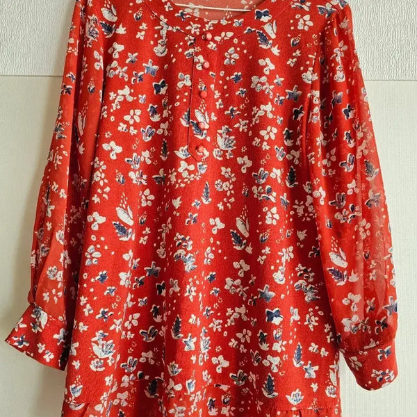 [BUNJANG] Flower Pattern Chiffon Blouse / 플라워 패턴 블라우스