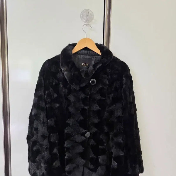 [BUNJANG] Ovis Black Mink Coat / 진도 밍크 오비스 블랙 밍크코트