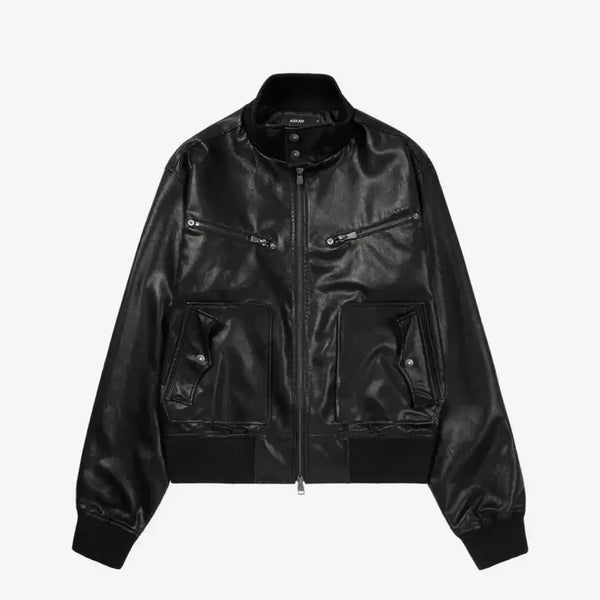 [BUNJANG] Arkham High Neck Leather Jacket Black Size 2 / (새상품)아캄 하이넥 레더 자켓 블랙 2사이즈