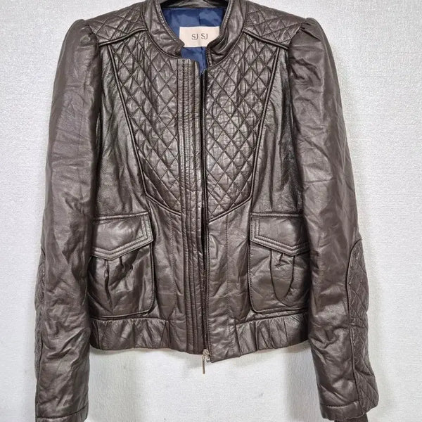 [BUNJANG] SJ Quilted Brown Lambskin Jacket Size S / SJ 퀼팅 브라운 양가죽 쟈켓 S