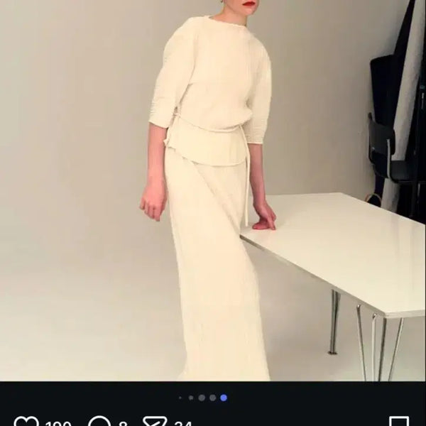 [BUNJANG] Bron Velour Pleats Set-up Ivory / bron 브론 벨로아 플리츠 셋업 아이보리
