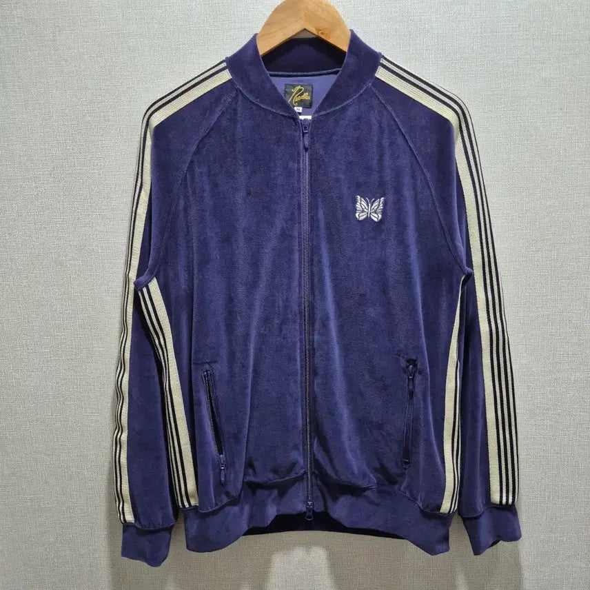 [BUNJANG] Needles Rib Collar Track Jacket C/PE Velour Navy / (M) 니들스 립 칼라 트랙자켓 C/PE 벨루어 네이비