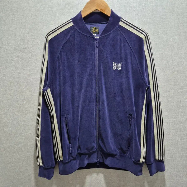 [BUNJANG] Needles Rib Collar Track Jacket C/PE Velour Navy / (M) 니들스 립 칼라 트랙자켓 C/PE 벨루어 네이비