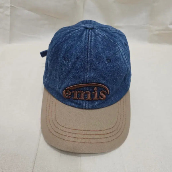 [BUNJANG] EMIS Oval Logo Denim Color Block Ball Cap / 이미스(EMIS) 오발 로고 데님 배색 볼캡