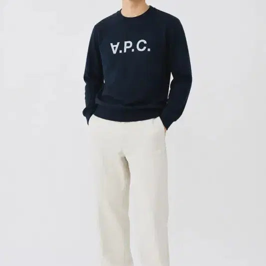 [BUNJANG] A.P.C. Navy Logo Print Sweatshirt / 남L/아페쎄 네이비 로고 프린팅 맨투맨