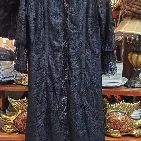 [BUNJANG] SYSMAX Black Lace Mesh Long Jacket / 시스맥스(SYSMAX)블랙 레이스 망사롱자켓
