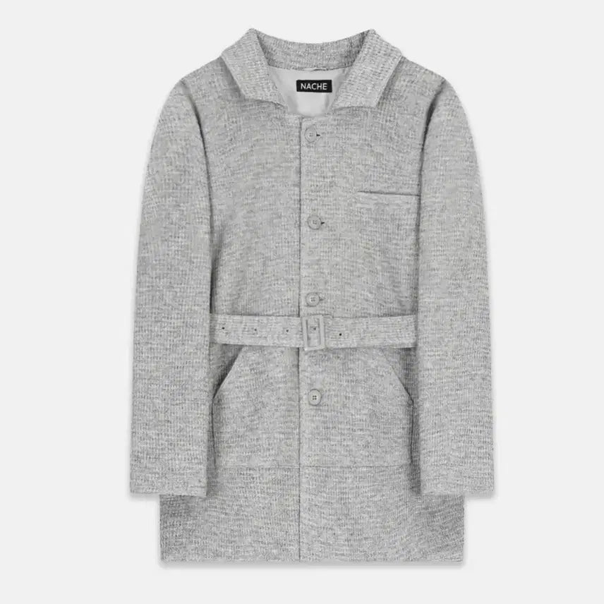 [BUNJANG] Nache Single Tweed Hard Jacket Coat - Grey / Nache 나체 싱글 트위드 하드 자켓 코트 그레이