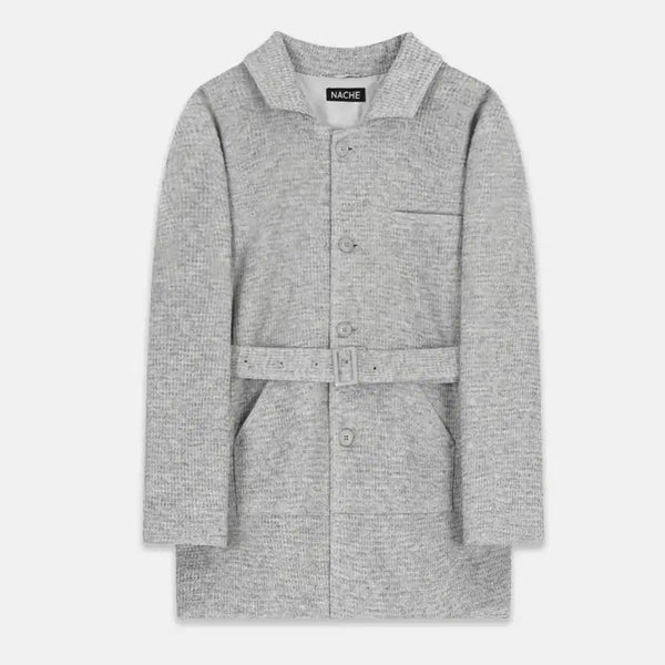 [BUNJANG] Nache Single Tweed Hard Jacket Coat - Grey / Nache 나체 싱글 트위드 하드 자켓 코트 그레이