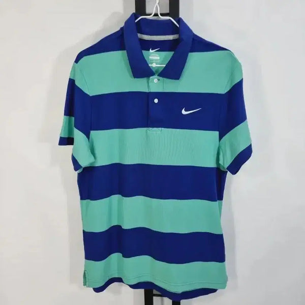 [BUNJANG] Nike Striped Polo Shirt - Mint Blue (L) / 나이키 반팔 카라티 스트라이프 민트 블루 L