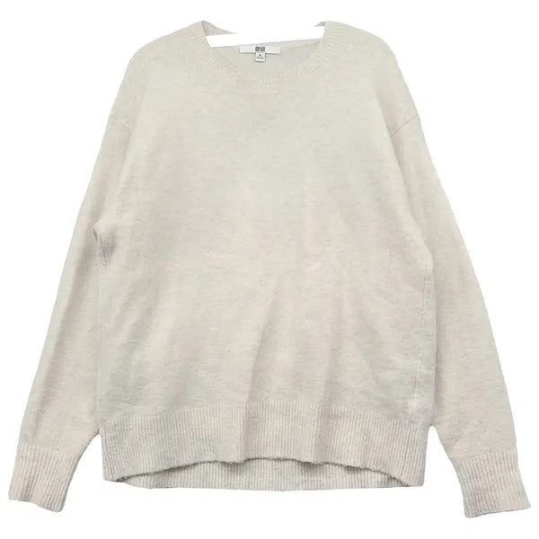 [BUNJANG] Uniqlo Cream Acrylic Soft Basic Round Knit M / 유니클로 크림 아크릴 소프트 베이직 라운드 니트 M