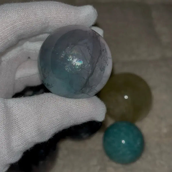 [BUNJANG] Natural Fluorite Sphere Set / 천연원석 플루오라이트 스피어 수정 구 세트 원석 돌