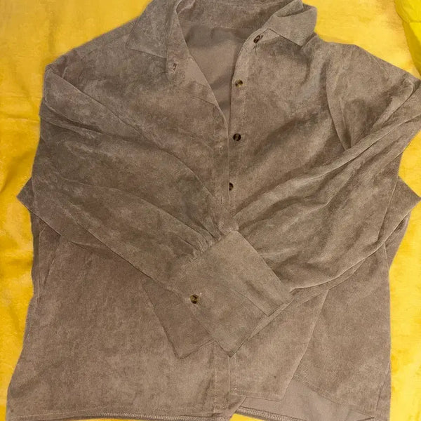 [BUNJANG] Corduroy Oversized Balloon Sleeve Shirt / 코듀로이 골덴 오버핏 셔츠