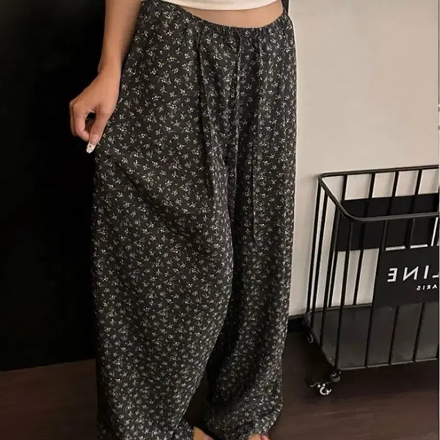 [BUNJANG] Avely Flower Pattern Wide Easy Pants / 412. 에이블리 플라워패턴 와이드 이지 팬츠 새상품 프리사이즈