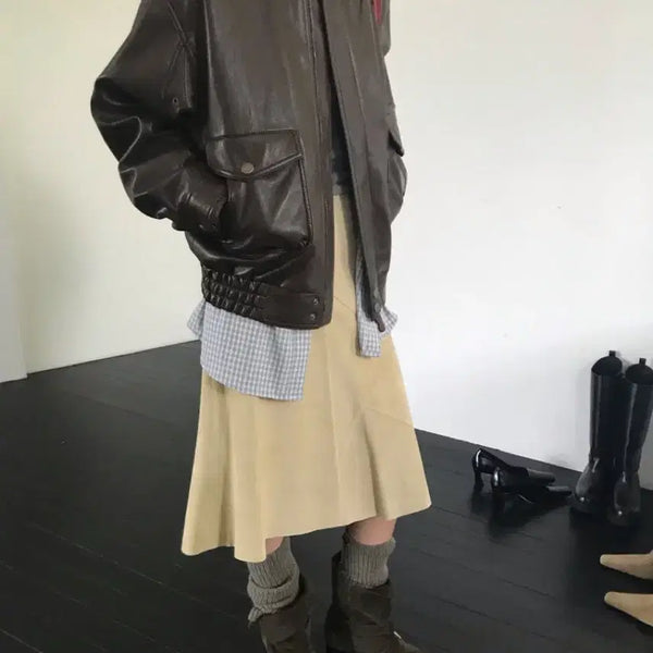 [BUNJANG] DeepMuse We Are Nine Blouson Leather Jacket Black / 딥뮤즈 위아 나인 블루종 레더자켓 블랙