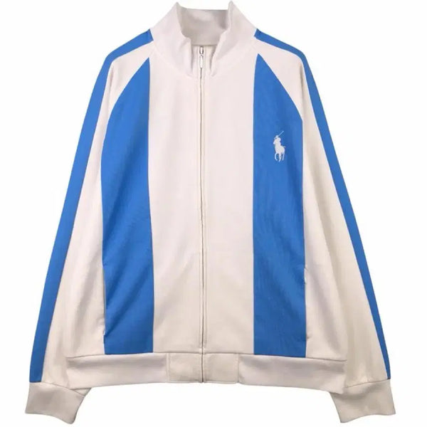 [BUNJANG] Polo Ralph Lauren Striped Track Jacket / 폴로 랄프로렌 스트라이프 트랙탑 자켓 흰색/블루