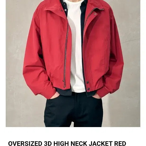 [BUNJANG] Alene Oversized 3D High Neck Jacket / Red, Size 2 / (새상품) 알렌느 오버사이즈 3D 하이넥 자켓/ 레드, 2사이즈