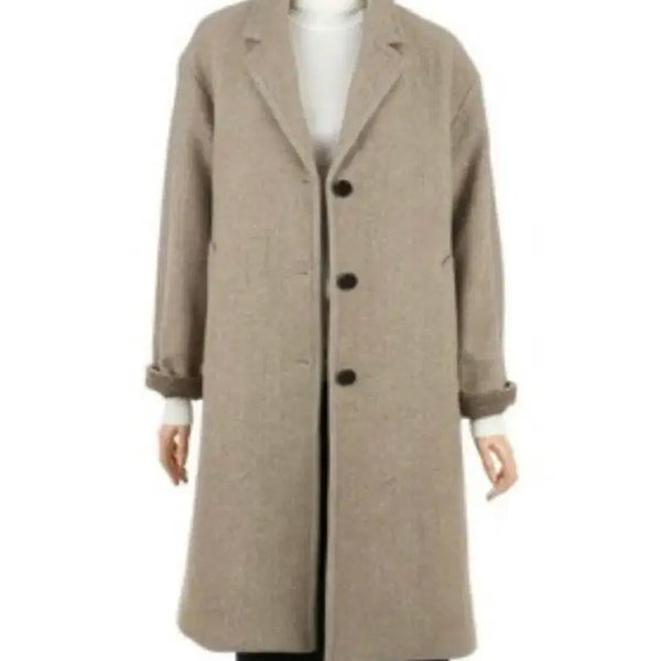 [BUNJANG] ANDEW Herringbone Wool Coat Beige / ANDEW 앤듀 헤링본 코트 베이지 F