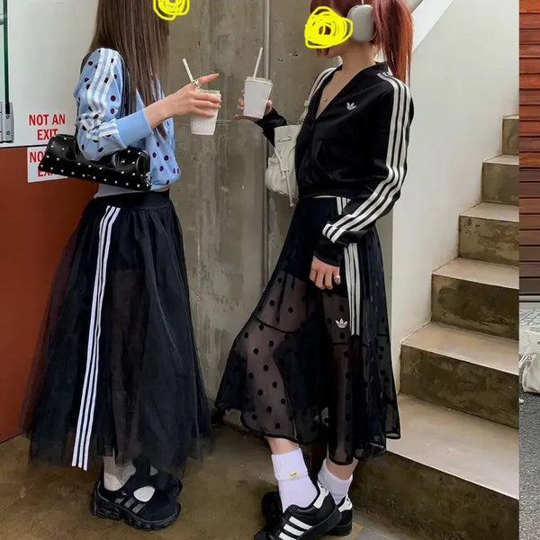 [BUNJANG] Adidas Dot See-Through Skirt / 아디다스 도트 시스루 스커트