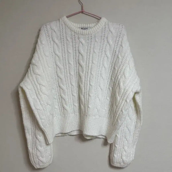 [BUNJANG] Oversized Ivory Cable Knit Sweater / 아방핏 아이보리 꽈배기 니트