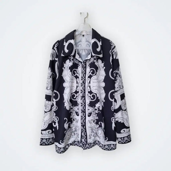 [BUNJANG] Pattern Shirt White Black S / [S] 패턴 셔츠 화이트블랙