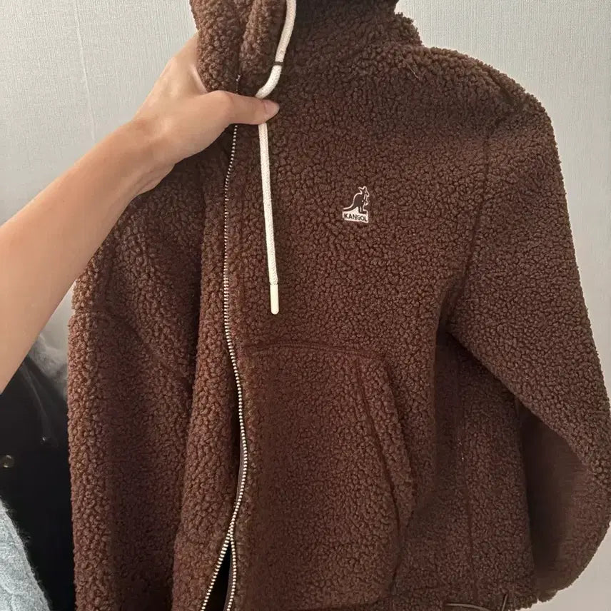 [BUNJANG] Kangol Fleece Zip-Up Brown / 캉골 플리스 집업 브라운