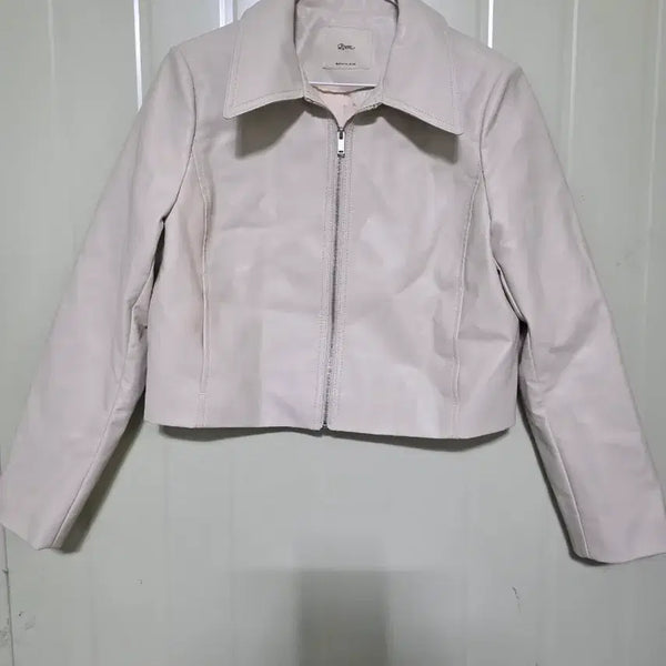 [BUNJANG] ROEM Crop Leather Jacket Ivory M / 로엠 크롭 레더 자켓 아이보리 M