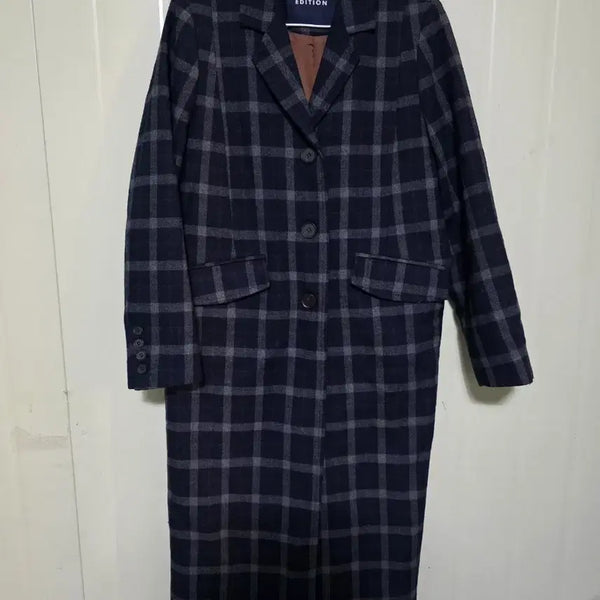 [BUNJANG] Marron Edition Check Pattern Long Coat / 마론에디션 체크 패턴 롱 코트