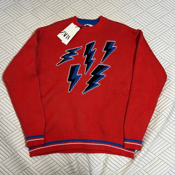 [BUNJANG] Zara Lightning Pattern Knit L / 자라 번개패턴 니트 L ZARA 맨투맨 데일리 라운드넥 공용