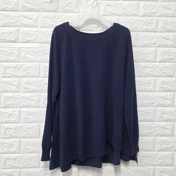 [BUNJANG] SJSJ Navy Knit Blouse F175 / L 한섬 SJSJ 네이비 니트 블라우스 F175