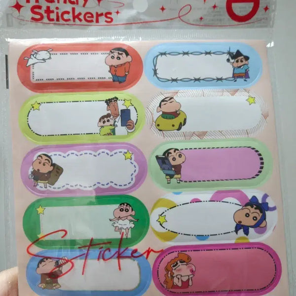 [BUNJANG] Crayon Shin-chan Name Tag Sticker Set / 짱구 네임택 스티커