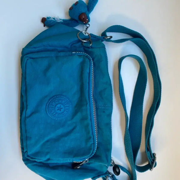 [BUNJANG] Kipling "Bumpy" Crossbody Bag with Charm / 키플링 크로스백 청록색 벙키 키링 포함