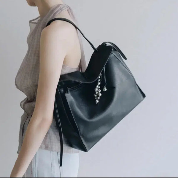 [BUNJANG] L'Eduevre Trapez Shoulder Bag Large Black / 루에브르 트라페즈 숄더백 라지 가방 블랙