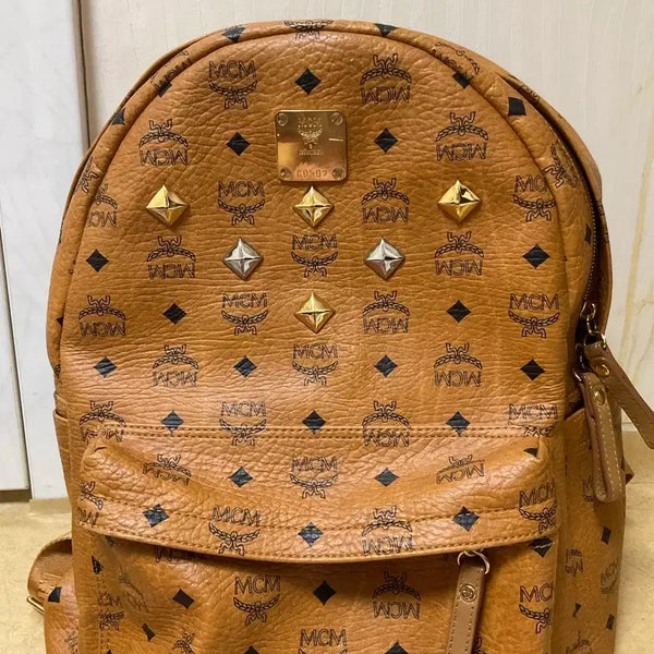 [BUNJANG] MCM Visetos Studded Backpack Brown / MCM 비세토스 스터드 백팩 브라운