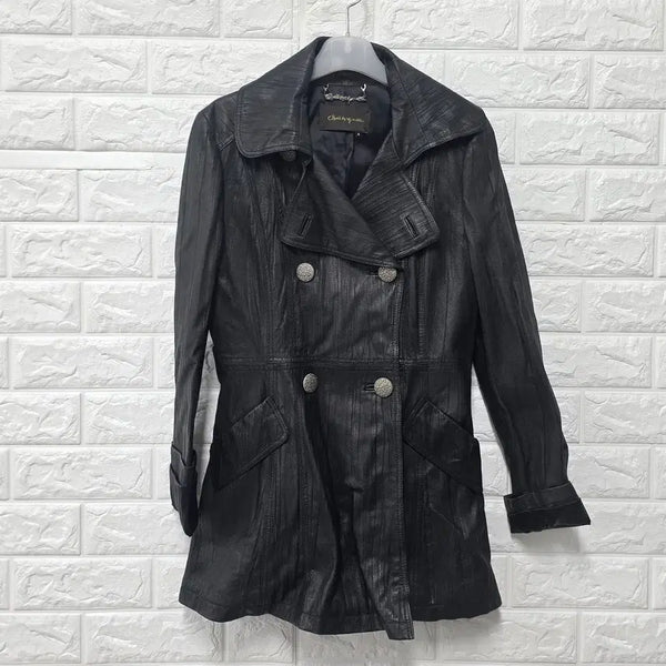 [BUNJANG] The Handsome Objet Black Genuine Leather Jacket F179 / S 한섬 오브제 블랙 천연가죽자켓 F179