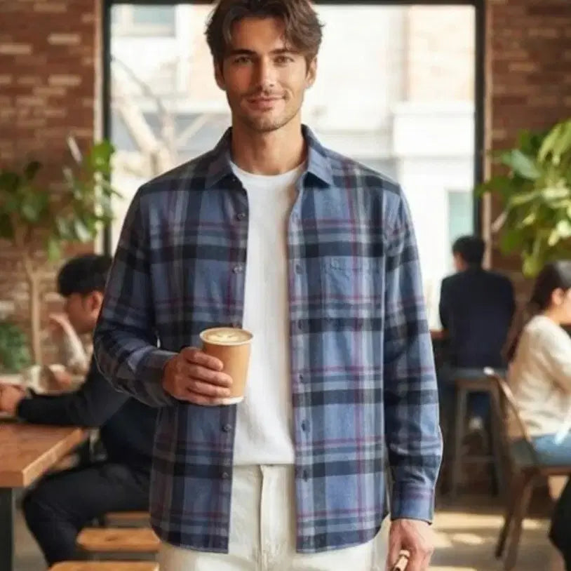 [BUNJANG] Daks Check Wool Blend Shirt 110 / 닥스 체크  모 혼방. 셔츠110