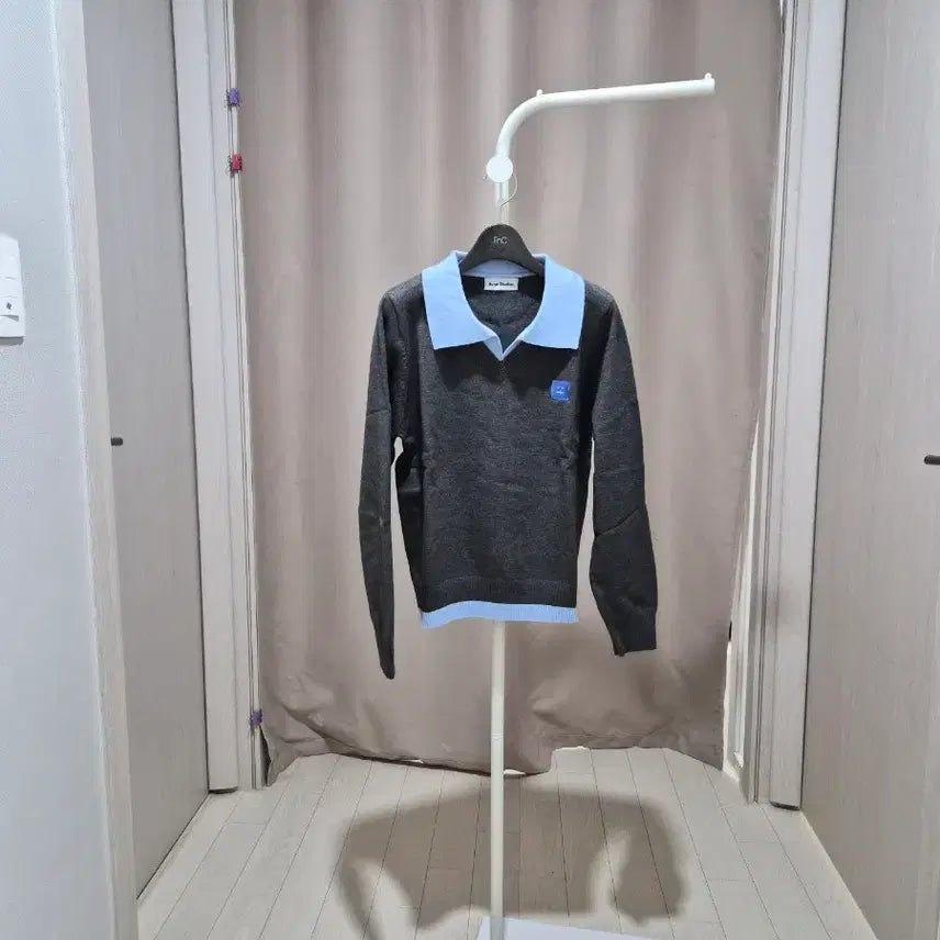 [BUNJANG] Acne Studios Colorblock Knit Sweater / 아크네 니트 회색 하늘색 배색.새상품