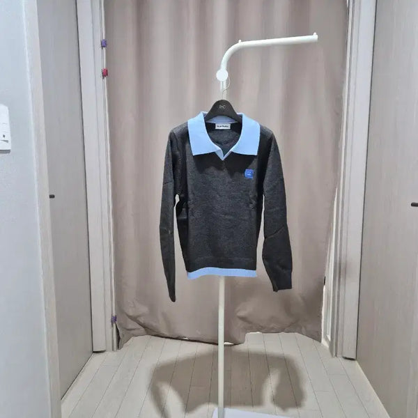 [BUNJANG] Acne Studios Colorblock Knit Sweater / 아크네 니트 회색 하늘색 배색.새상품