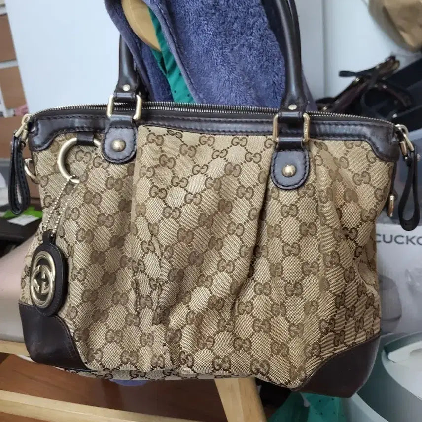[BUNJANG] Gucci GG Canvas Shoulder Bag Brown / 구찌 GG 캔버스 숄더백 브라운