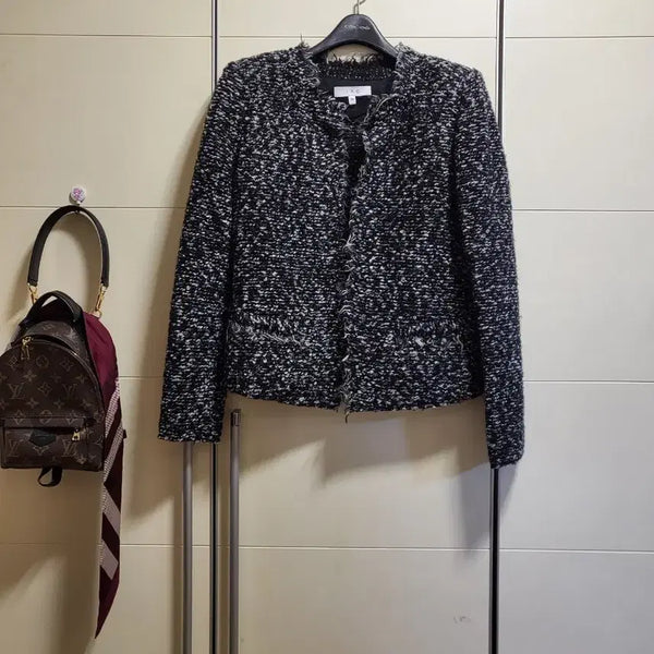 [BUNJANG] IRO Tweed Jacket Black White Color Block / 한섬 IRO(이로) 트위드 자켓 블랙 화이트 배색