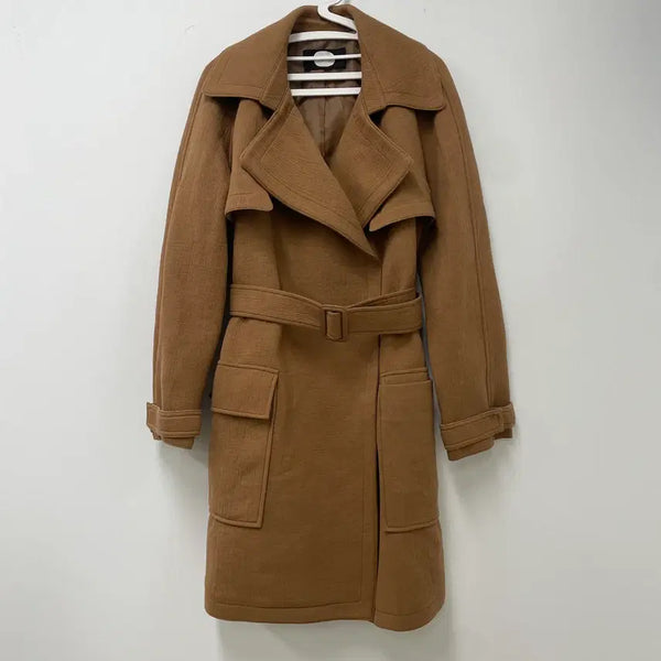 [BUNJANG] DEWL Camel Belted Coat / DEWL 듀엘 카멜 브라운 벨티드 코트 55