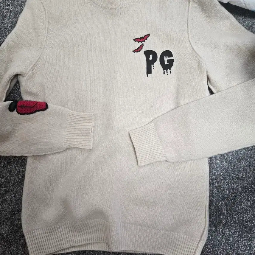[BUNJANG] Pearly Gates Windproof Sweater Ivory PG Printing / 파리게이츠방풍스웨터 아이보리 PG 프린팅